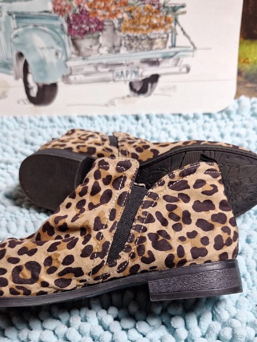 Dr. Scholl's Leopard Print Ankle Booties in Tan and Dark Brown